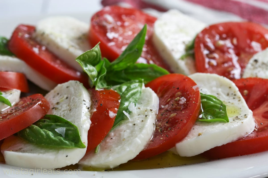 Cutchogue Tomatoes, Today's Del Fiore Fresh Mozzarella with Basil & Fine Olive Oil  (Serves 4)