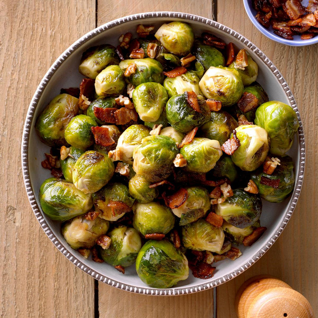 Organic Brussel Sprouts with Pancetta and Maple/ serves -3-6(quart)