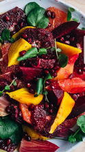 Load image into Gallery viewer, Salad of Roasted Beets &amp; Cara Cara Oranges, Pistachio, Endive &amp; Goat Cheese
