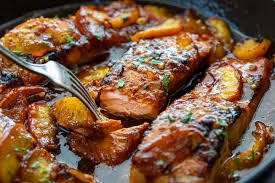 Roasted Organic Salmon with BBQ Peach Glaze · Red Onion Marmalade (2 portions or full side)