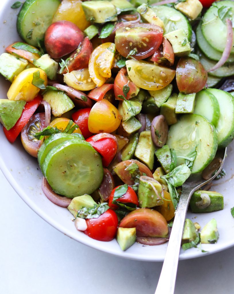 Summer Avocado, Cucumber & Tomato Salad (Serves 8-10)