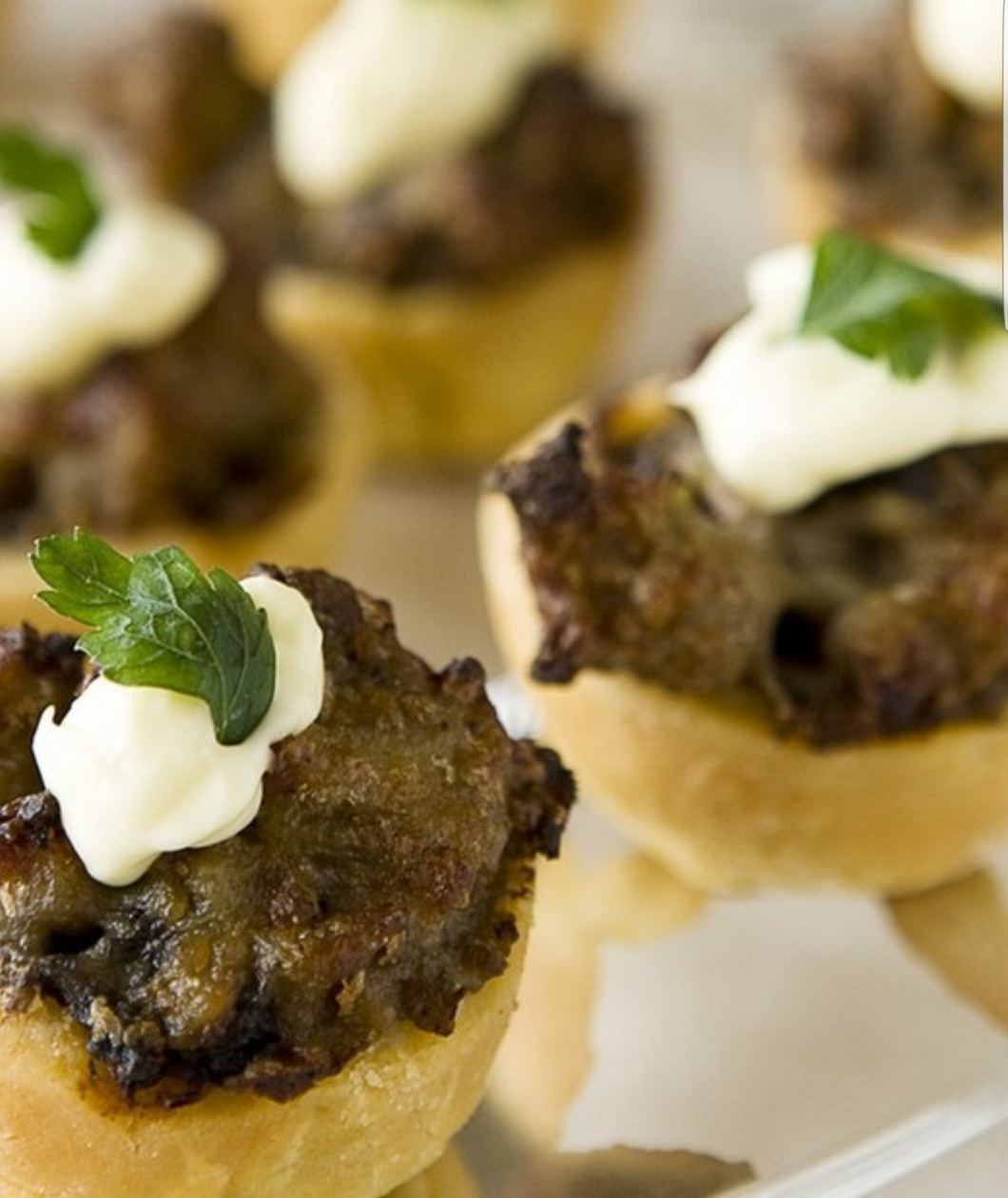 Sausage Bites · Sausage & Mushrooms with a Lil' Kick in a Flakey Tart Shell (dozen)