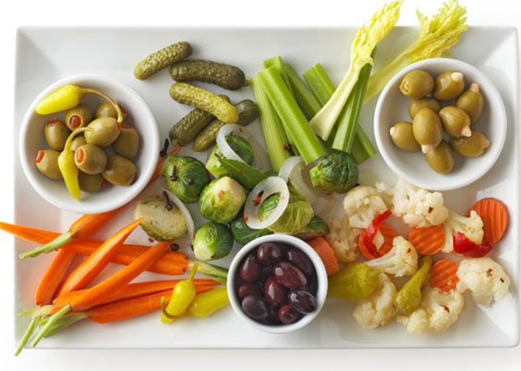 Not So Traditional Relish Tray ·  Combo of All Organic, Fresh & House Pickled Vegetables from Local Farms + Marinated Olives and House Pickled Quail Eggs (Serves 4-6)